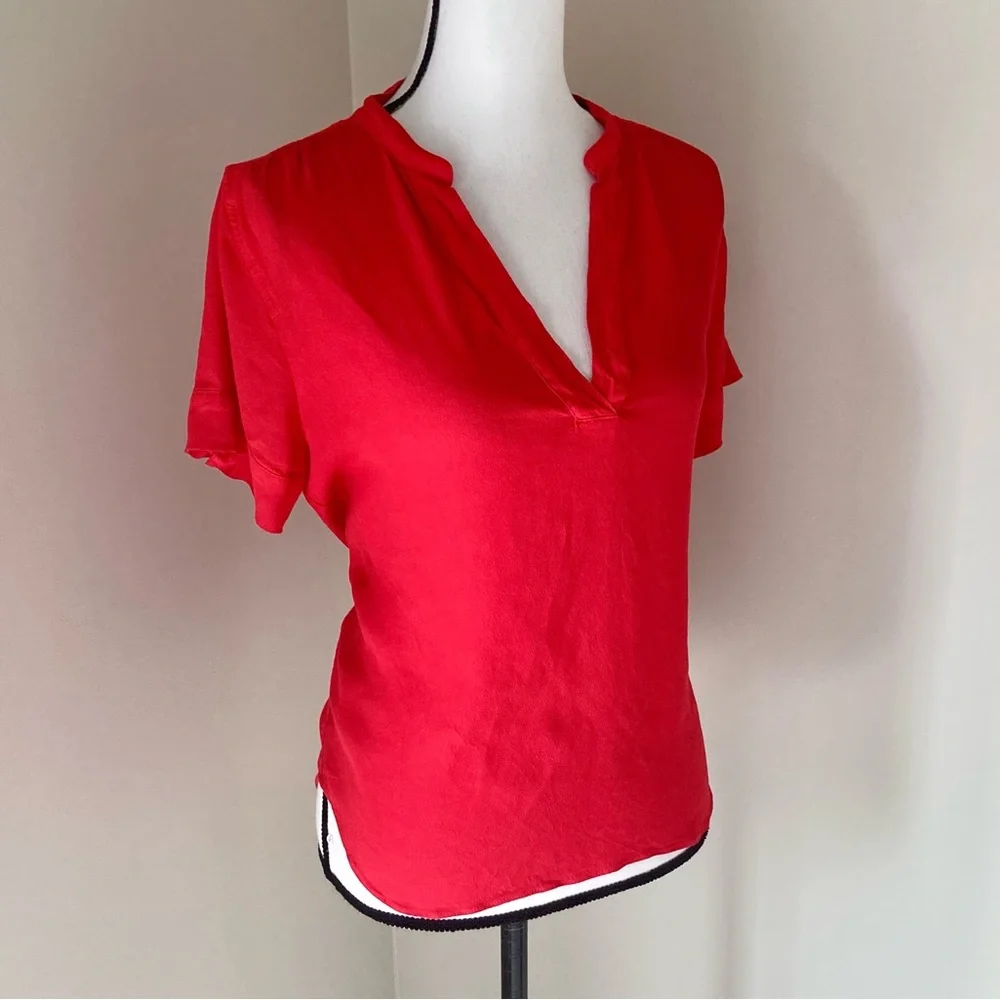 J. Crew Drapey Band Collar Popover Top in Bright Cerise Size S - Picture 5 of 11